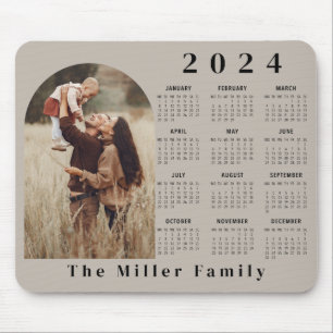 2024 Calendar boho modern 1 Foto elegant beige Mousepad