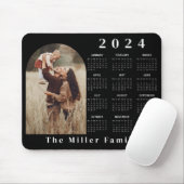 2024 Calendar boho modern 1 Foto schwarz minimalis Mousepad (Mit Mouse)