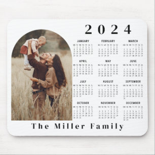 2024 Calendar boho modern 1 Foto Schwarz-weiß Mousepad