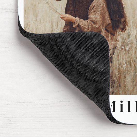 2024 Calendar boho modern 1 Foto Schwarz-weiß Mousepad (Ecke)