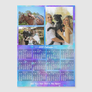 2024 Calendar Boho Wasserfarbe Benutzerdefiniertes Magnetkarte