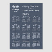 2024 Calendar Business Logo Navy Holiday Magnet (Vorderseite)