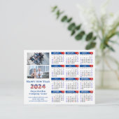 2024 Calendar Business-Logo US Patriotic Blue Red Feiertagspostkarte (Stehend Vorderseite)