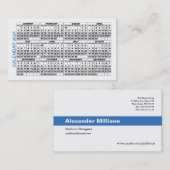 2024 Calendar Classic Business Card Blue Stripe Visitenkarte (Vorne/Hinten)