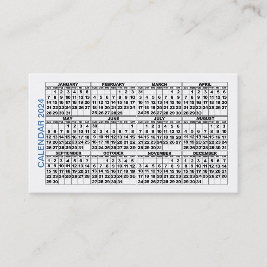 2024 Calendar Classic Business Card Blue Stripe Visitenkarte (Vorderseite)