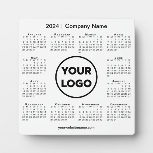 2024 Calendar Company Logo Business Desktop Fotoplatte (Vorderseite)