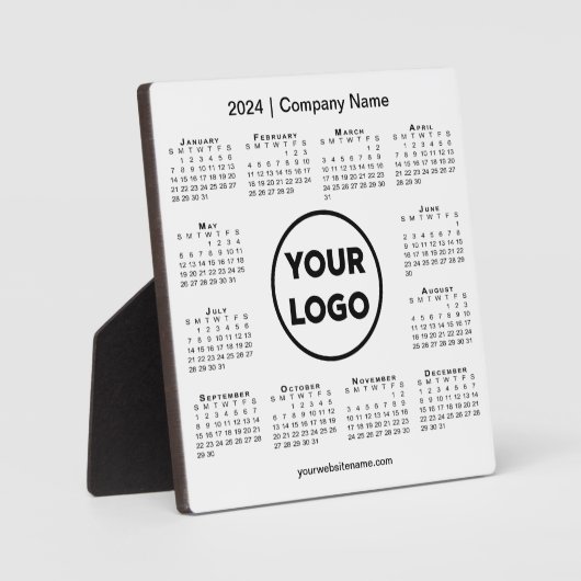 2024 Calendar Company Logo Business Desktop Fotoplatte (Vorderseite)