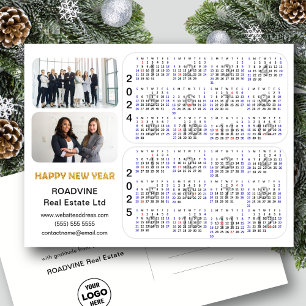 2024 Calendar Gold Business Foto Minimalistisch Feiertagspostkarte