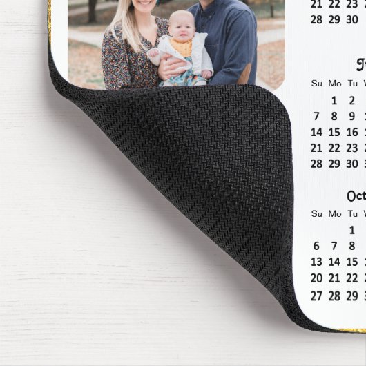 2024 Calendar Gold Glitzer Script 2 Family Foto Mousepad (Ecke)