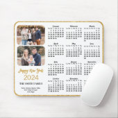 2024 Calendar Gold Glitzer Script 2 Family Foto Mousepad (Mit Mouse)