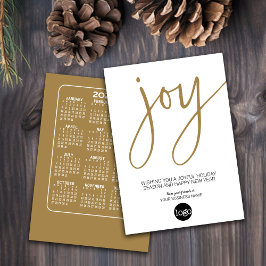 2024 Calendar JOY - Gold White - Business Logo Feiertagskarte