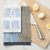 2024 Calendar Ocean Waves Beach Rocks Foto Geschirrtuch (Viertel Falte)