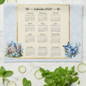 2024 Calendar Towel Bluebirds Vogelhaus ECC 3:11 Geschirrtuch (Gefaltet)