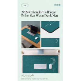 2024 Calendar Volljähriges Boho Dusty Rose Schreib Schreibtischunterlage