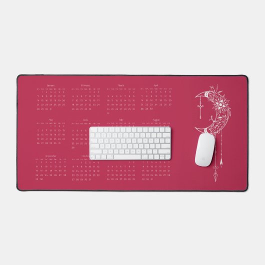 2024 Calendar Volljähriges Boho Dusty Rose Schreib Schreibtischunterlage (Tastatur & Maus)