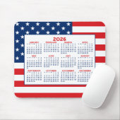 2024 Calendar with American Flag - Red White Blue Mousepad (Mit Mouse)
