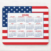 2024 Calendar with American Flag - Red White Blue Mousepad (Vorne)