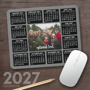 2024 Calendar with Foto in the Center Grey Mousepad