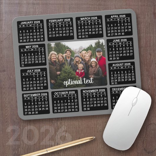2024 Calendar with Foto in the Center Grey Mousepad