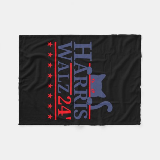 2024 Cat Election Kamala Harris Tim Walz 202 Fleecedecke (Vorderseite (Horizontal))