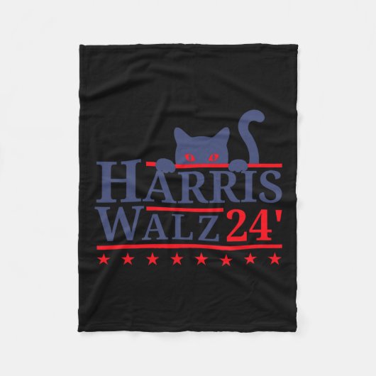 2024 Cat Election Kamala Harris Tim Walz 202 Fleecedecke (Vorderseite)