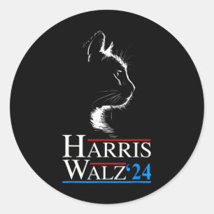2024 Cat Election Kamala Harris Tim Walz 202 Runder Aufkleber