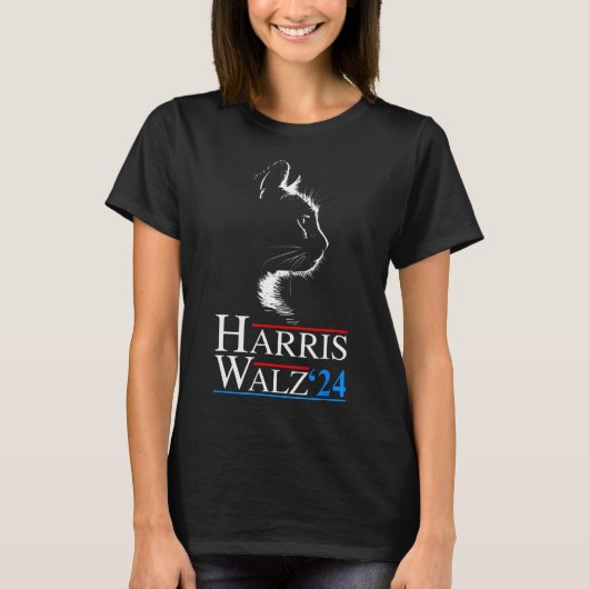 2024 Cat Election Kamala Harris Tim Walz 202 T-Shirt (Vorderseite)