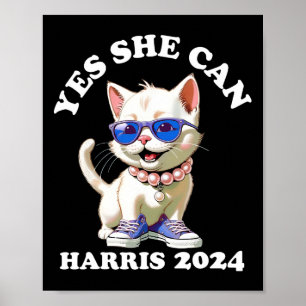 2024 Cat Lady Can Kamala Harris Poster