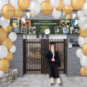 2024 Chalkboard Sketch 10 Foto Graduation Party Banner