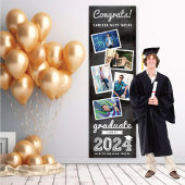 2024 Chalkboard Sketch 5 Foto Graduation Party Banner
