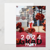 2024 Cheerleader Foto Graduation Party Einladung (Vorne/Hinten)
