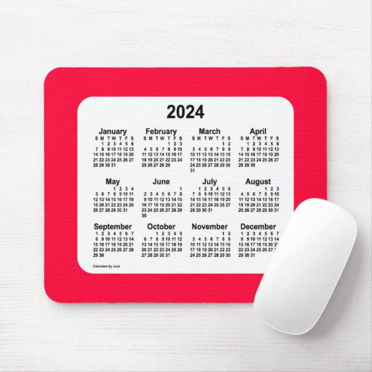 2024 Cherry Red Calendar von Janz Mouse Pad Mousepad (Mit Mouse)