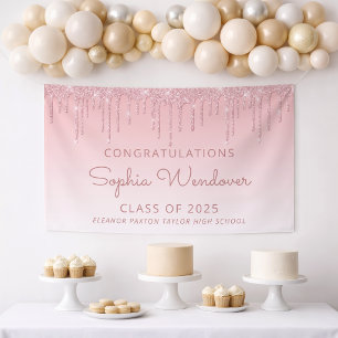 2024 Chic Pink Glitzer Tropfen Abschluss Banner