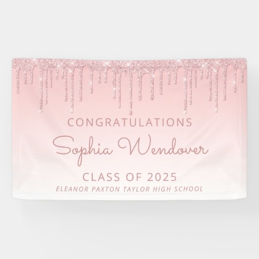 2024 Chic Pink Glitzer Tropfen Abschluss Banner (Horizontal)