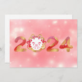 2024, Chinesisches Neujahr, Drache Einladung (Vorne/Hinten)