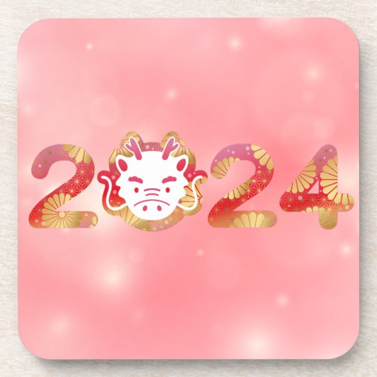 2024, Chinesisches Neujahr, Drache Getränkeuntersetzer (Vorderseite)