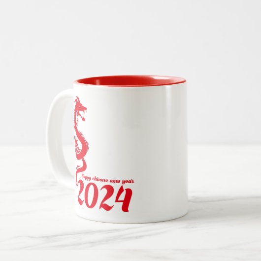 2024 Chinesisches Neujahr: Glückliches Jahr des Dr Zweifarbige Tasse (Vorderseite Links)