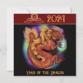 2024 Chinesisches Zodiaka Jahr des Drachen Neue Ja Einladung (Vorderseite)