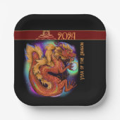 2024 Chinesisches Zodiaka Jahr des Drachen Neue Ja Pappteller (Vorderseite)