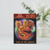 2024 Chinesisches Zodiaka Jahr des Drachen Neue Ja Postkarte (Stehend Vorderseite)