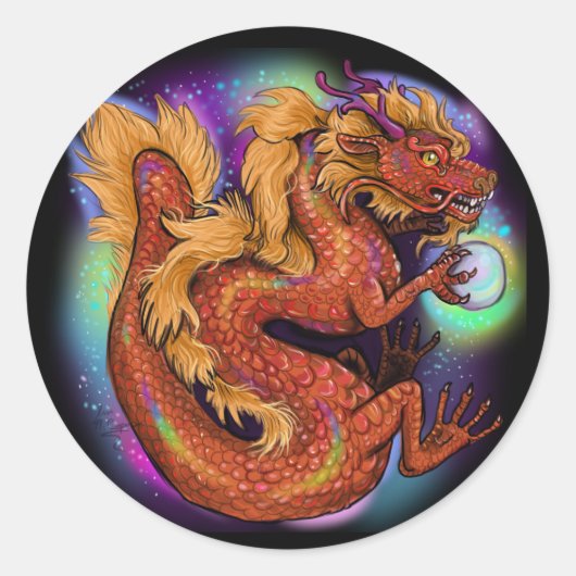 2024 Chinesisches Zodiaka-Jahr des Drachen Runder Aufkleber (Vorderseite)