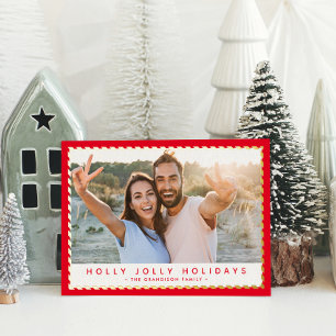 2024 CHRISTMAS FOTO Klassisch Goldgrenze Rot Folien Feiertagskarte
