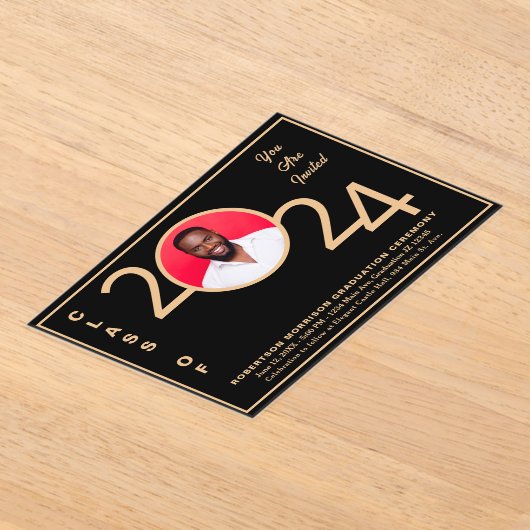 2024 Class Abschluss Zeremonie Graduate Foto Acryleinladungen (Ablage )