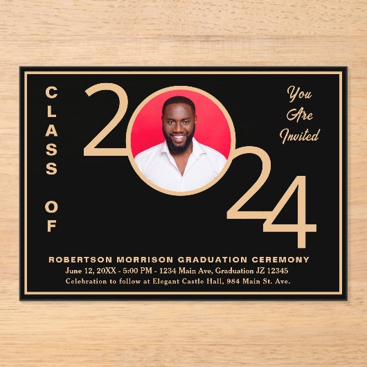 2024 Class Abschluss Zeremonie Graduate Foto Acryleinladungen (Vorderseite)