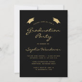 2024 Classic Modern Black Gold Graduation Party Einladung (Vorderseite)
