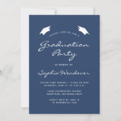 2024 Classic Navy Blue White Graduation Party Einladung (Vorderseite)
