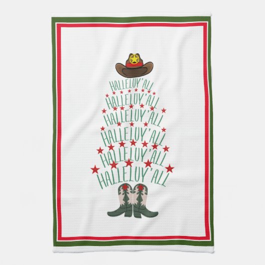 2024 Cowboy Christmas Tree Gast Geschirrtuch (Vertikal)