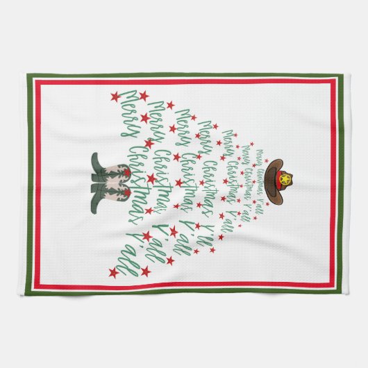 2024 Cowboy Weihnachtsbaum Geschirrtuch (Horizontal)