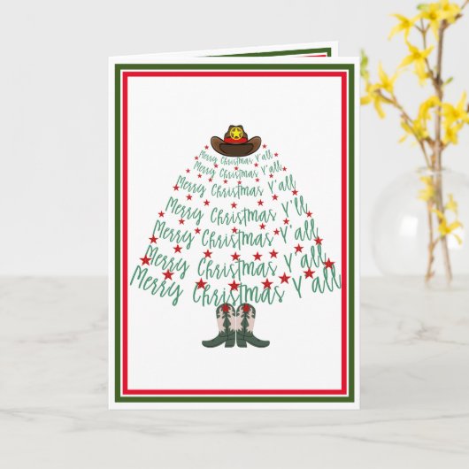 2024 Cowboy Weihnachtsbaum Karte (Gelbe Blume)