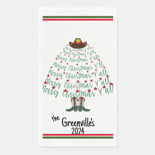 2024 Cowboy Weihnachtsbaum Serviette (Vorderseite)